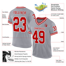 Charger l&#39;image dans la galerie, Custom Gray Red-White Mesh Authentic Throwback Football Jersey
