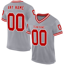 Charger l&#39;image dans la galerie, Custom Gray Red-White Mesh Authentic Throwback Football Jersey
