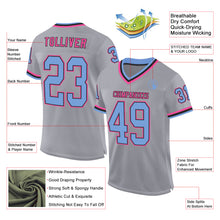 Charger l&#39;image dans la galerie, Custom Gray Light Blue Black-Pink Mesh Authentic Throwback Football Jersey
