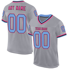 Charger l&#39;image dans la galerie, Custom Gray Light Blue Black-Pink Mesh Authentic Throwback Football Jersey
