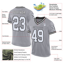 Charger l&#39;image dans la galerie, Custom Gray White-Black Mesh Authentic Throwback Football Jersey
