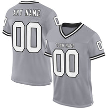 Charger l&#39;image dans la galerie, Custom Gray White-Black Mesh Authentic Throwback Football Jersey
