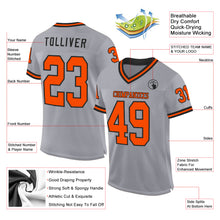 Загрузить изображение в средство просмотра галереи, Custom Gray Orange-Black Mesh Authentic Throwback Football Jersey
