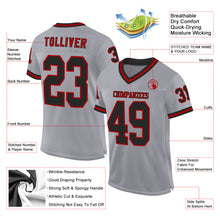 Загрузить изображение в средство просмотра галереи, Custom Gray Black-Red Mesh Authentic Throwback Football Jersey
