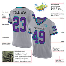 Charger l&#39;image dans la galerie, Custom Gray Purple Black-Teal Mesh Authentic Throwback Football Jersey
