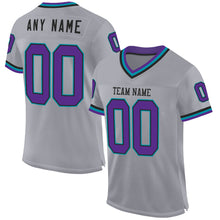 Charger l&#39;image dans la galerie, Custom Gray Purple Black-Teal Mesh Authentic Throwback Football Jersey
