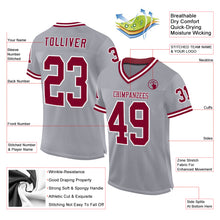 Загрузить изображение в средство просмотра галереи, Custom Gray Maroon-White Mesh Authentic Throwback Football Jersey
