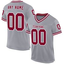 Загрузить изображение в средство просмотра галереи, Custom Gray Maroon-White Mesh Authentic Throwback Football Jersey
