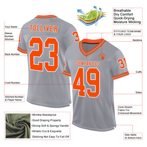 Custom Gray Orange-White Mesh Authentic Throwback Football Jersey