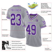 Charger l&#39;image dans la galerie, Custom Gray Purple-White Mesh Authentic Throwback Football Jersey
