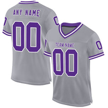 Charger l&#39;image dans la galerie, Custom Gray Purple-White Mesh Authentic Throwback Football Jersey
