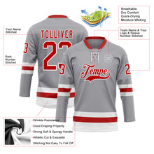 Загрузить изображение в средство просмотра галереи, Custom Gray Red-White Hockey Lace Neck Jersey
