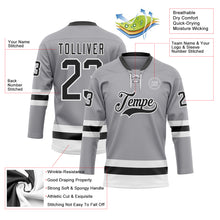 Charger l&#39;image dans la galerie, Custom Gray Black-White Hockey Lace Neck Jersey
