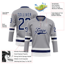 Charger l&#39;image dans la galerie, Custom Gray Navy-White Hockey Lace Neck Jersey
