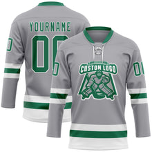 Charger l&#39;image dans la galerie, Custom Gray Kelly Green-White Hockey Lace Neck Jersey
