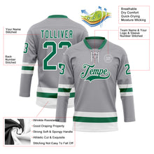 Charger l&#39;image dans la galerie, Custom Gray Kelly Green-White Hockey Lace Neck Jersey
