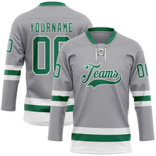 Charger l&#39;image dans la galerie, Custom Gray Kelly Green-White Hockey Lace Neck Jersey
