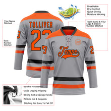 Загрузить изображение в средство просмотра галереи, Custom Gray Orange-Black Hockey Lace Neck Jersey
