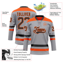 Загрузить изображение в средство просмотра галереи, Custom Gray Black-Orange Hockey Lace Neck Jersey
