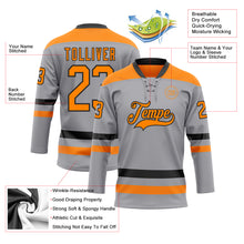 Загрузить изображение в средство просмотра галереи, Custom Gray Bay Orange-Black Hockey Lace Neck Jersey
