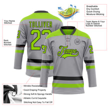 Загрузить изображение в средство просмотра галереи, Custom Gray Neon Green-Black Hockey Lace Neck Jersey
