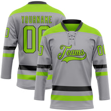 Загрузить изображение в средство просмотра галереи, Custom Gray Neon Green-Black Hockey Lace Neck Jersey
