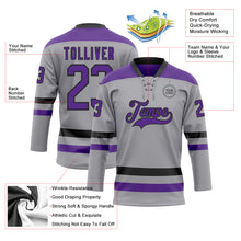 Загрузить изображение в средство просмотра галереи, Custom Gray Purple-Black Hockey Lace Neck Jersey
