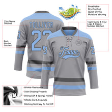 Загрузить изображение в средство просмотра галереи, Custom Gray Light Blue-Steel Gray Hockey Lace Neck Jersey
