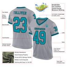 Загрузить изображение в средство просмотра галереи, Custom Gray Teal-Black Mesh Authentic Throwback Football Jersey
