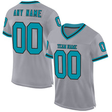 Загрузить изображение в средство просмотра галереи, Custom Gray Teal-Black Mesh Authentic Throwback Football Jersey
