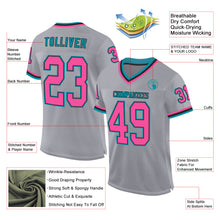 Charger l&#39;image dans la galerie, Custom Gray Pink Black-Teal Mesh Authentic Throwback Football Jersey
