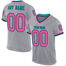 Charger l&#39;image dans la galerie, Custom Gray Pink Black-Teal Mesh Authentic Throwback Football Jersey
