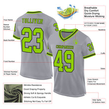 Загрузить изображение в средство просмотра галереи, Custom Gray Neon Green-Black Mesh Authentic Throwback Football Jersey
