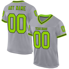 Загрузить изображение в средство просмотра галереи, Custom Gray Neon Green-Black Mesh Authentic Throwback Football Jersey
