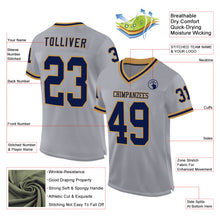 Charger l&#39;image dans la galerie, Custom Gray Navy-Old Gold Mesh Authentic Throwback Football Jersey
