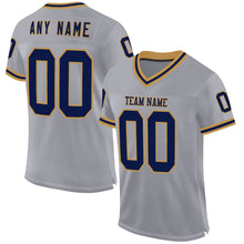 Charger l&#39;image dans la galerie, Custom Gray Navy-Old Gold Mesh Authentic Throwback Football Jersey
