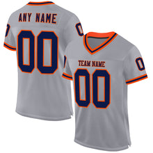 Загрузить изображение в средство просмотра галереи, Custom Gray Navy-Orange Mesh Authentic Throwback Football Jersey
