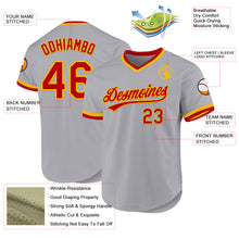 Load image into Gallery viewer, Custom Gray Red-Gold Authentic Throwback Baseball Jersey
