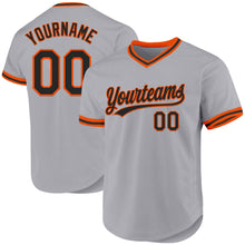 Load image into Gallery viewer, Custom Gray Black-Orange Authentic Throwback Baseball Jersey
