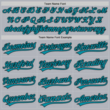 Load image into Gallery viewer, Custom Gray Teal-Black Authentic Throwback Baseball Jersey
