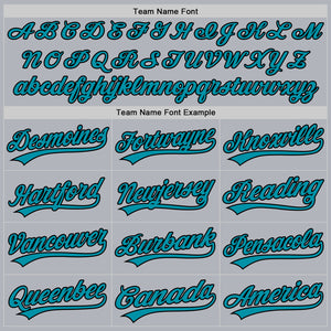 Custom Gray Teal-Black Authentic Throwback Baseball Jersey