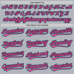 Custom Gray Teal Black-Pink Authentic Throwback Baseball Jersey