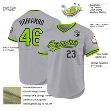 Load image into Gallery viewer, Custom Gray Neon Green-Black Authentic Throwback Baseball Jersey
