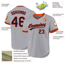 Load image into Gallery viewer, Custom Gray Navy-Orange Authentic Throwback Baseball Jersey
