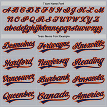 Load image into Gallery viewer, Custom Gray Navy-Orange Authentic Throwback Baseball Jersey
