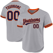 Load image into Gallery viewer, Custom Gray Navy-Orange Authentic Throwback Baseball Jersey
