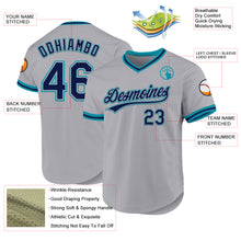 Load image into Gallery viewer, Custom Gray Navy-Teal Authentic Throwback Baseball Jersey
