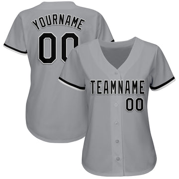 Custom Gray Black-White Authentic Baseball Jersey