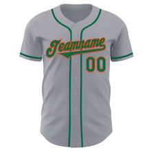 Laden Sie das Bild in den Galerie-Viewer, Custom Gray Kelly Green-Orange Authentic Baseball Jersey
