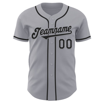 Custom Gray Black Authentic Baseball Jersey